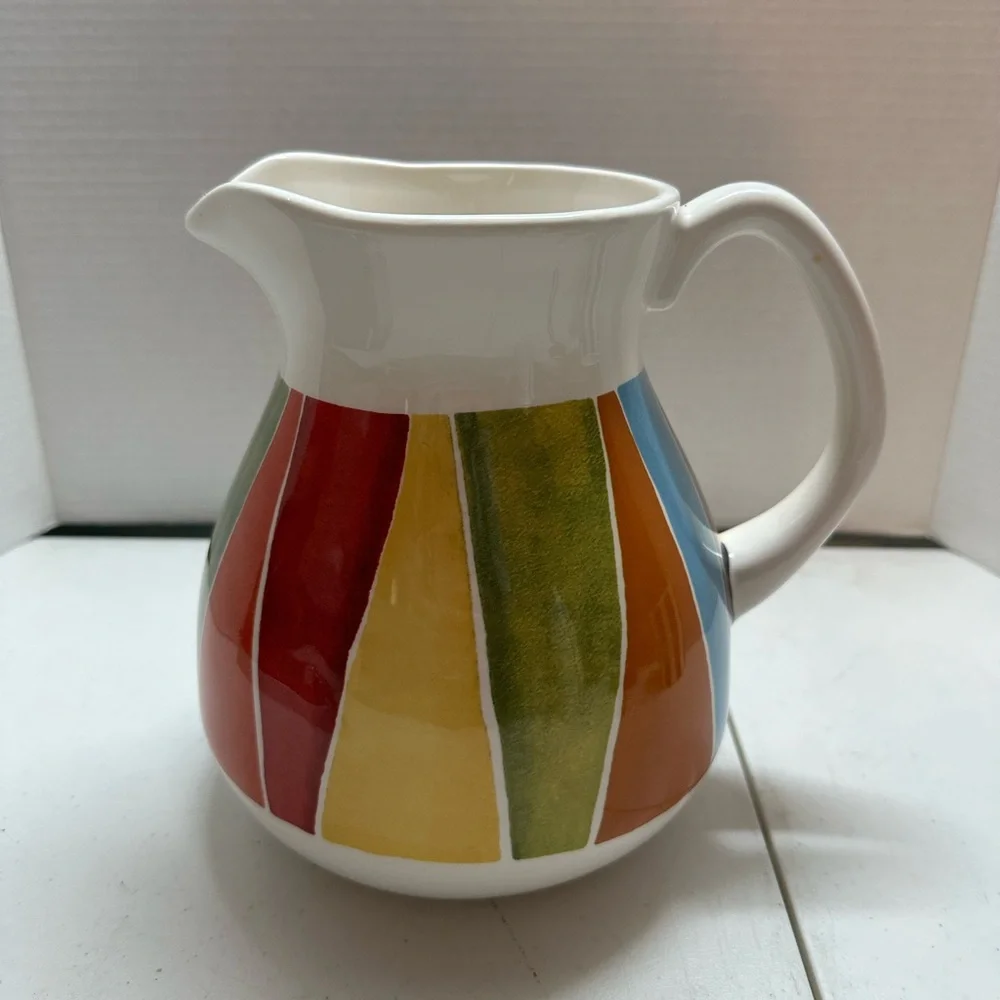 FANDANGO BY CRATE & BARREL EARTHENWARE PITCHER MULTICOLOR RETIRED HTF MI…